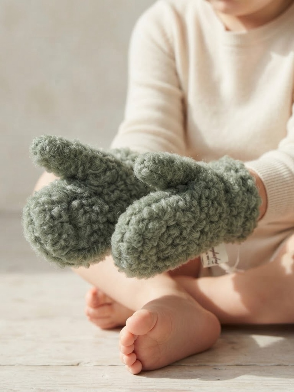 Daylesford Green 100% Irish Wool Pile Toddler Mittens